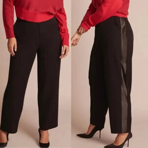 11 Honore‎ Brook Tuxedo Trouser Dress Pants Satin Side Stripe Black Plus Size 24